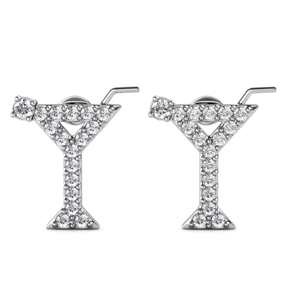 Martini Cocktail Stud Earrings With Australian Crystals‎